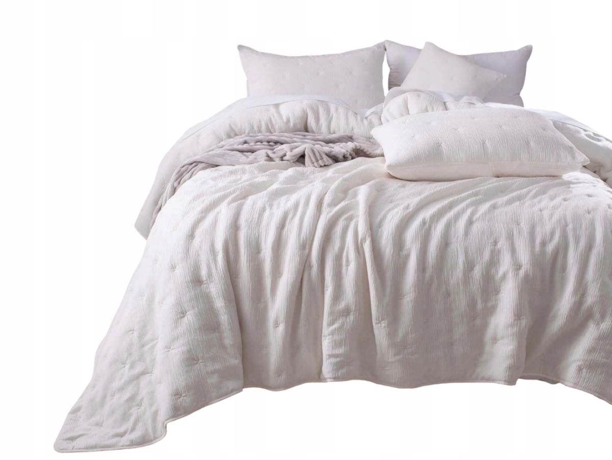 Dekorativní mušelínová přikrývka Stella 240x220 krémová s výšivkou