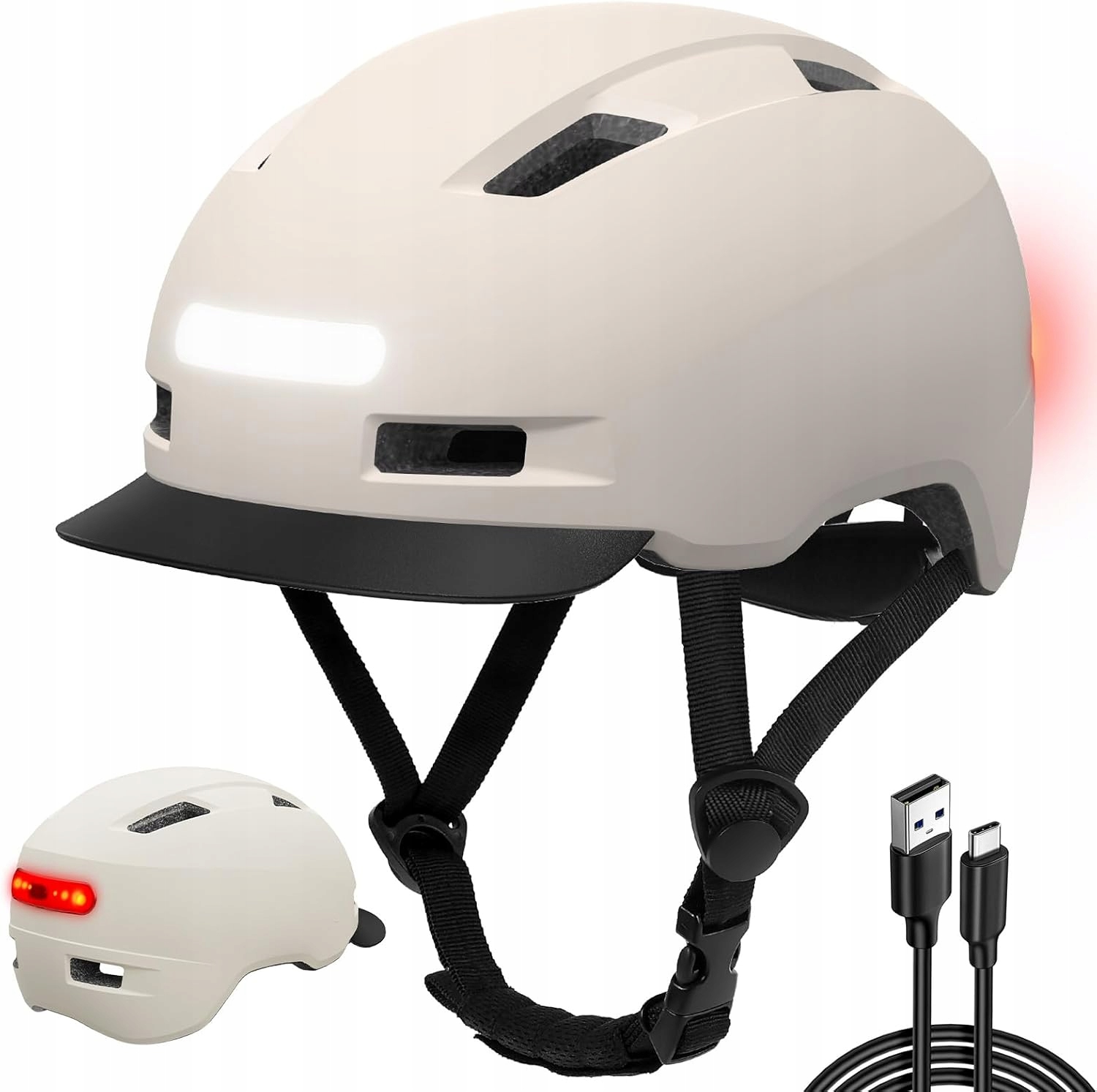 Cyklistická přilba s Led osvětlením a stříškou Kinglead HT-36, velikost M 55-59 cm