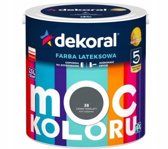 Dekoral Farba Moc Koloru Akrylit W Popielaty 2,5l