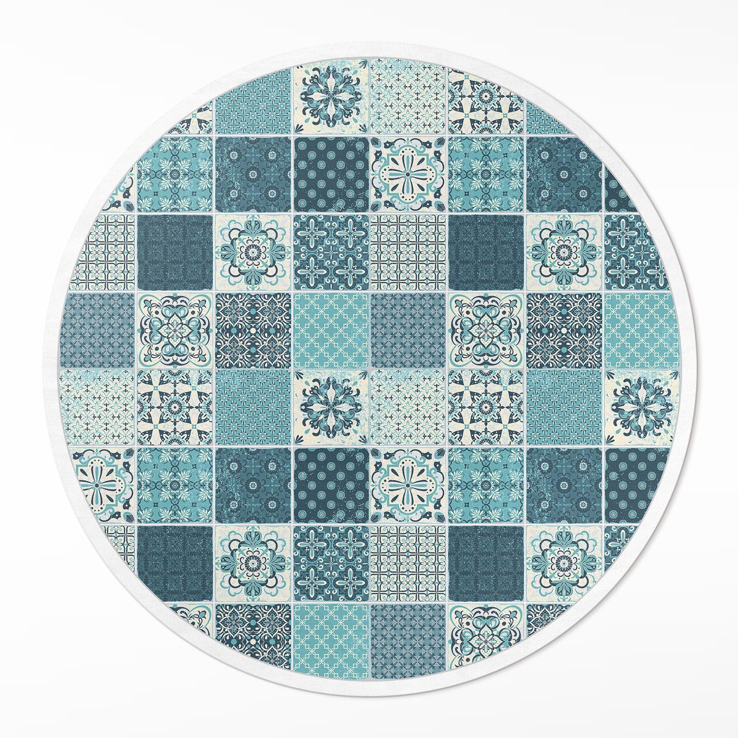 Okrúhly vinylový koberec do kancelárie Vzorovaná mozaika s dekoratívnymi dlaždicami ⌀ 130 cm