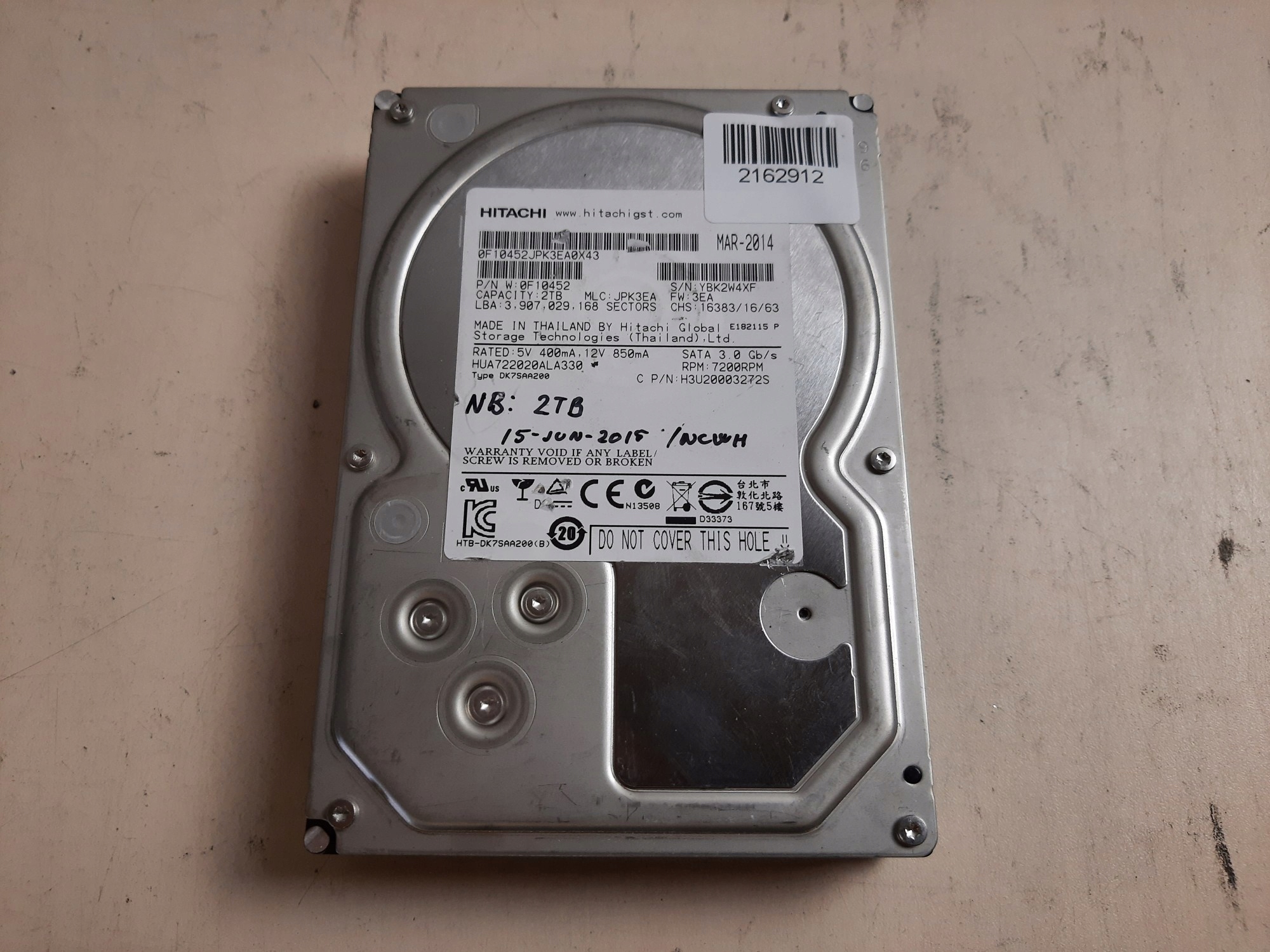 Hitachi 3,5'' HDD 2TB 7200RPM (2162912)