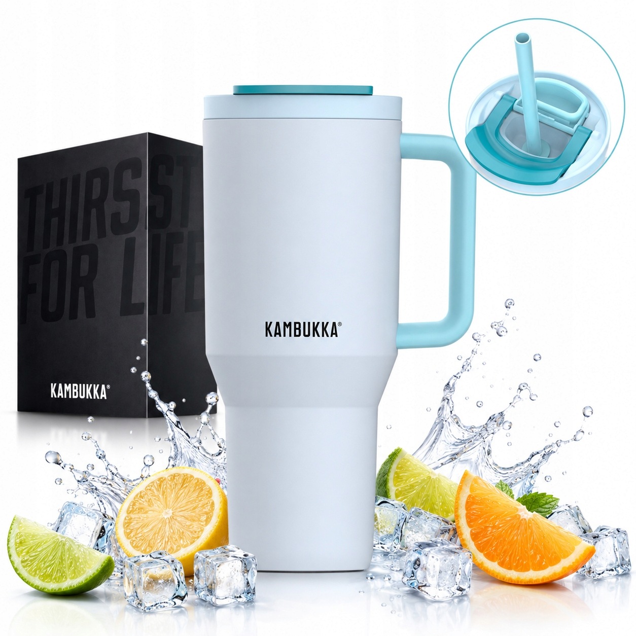 Termohrnek s brčkem láhev na vodu Kambukka Rio 950 ml Frosty Coconut