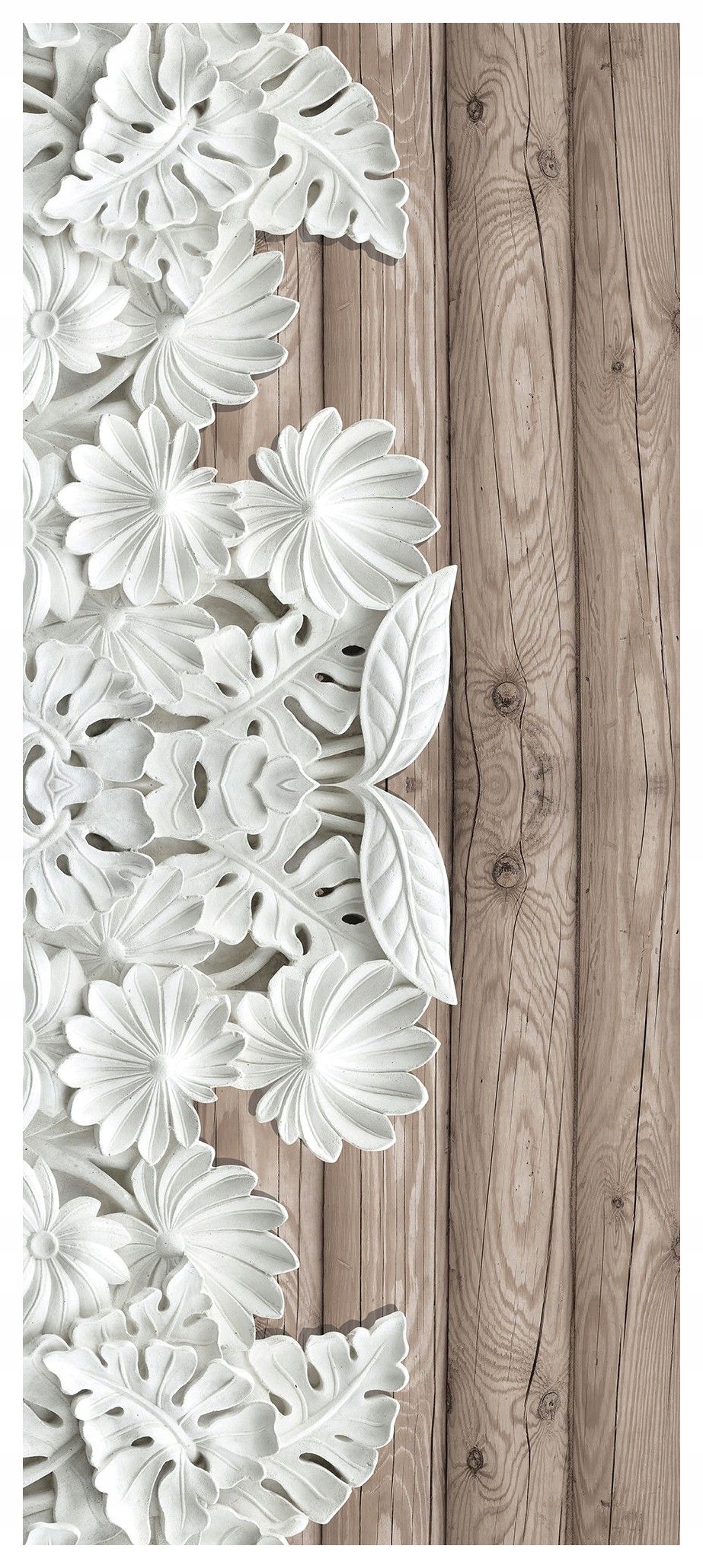 Samolepka Fototapeta Bílé květiny na dřevěném pozadí Desky 91x211 gerbery