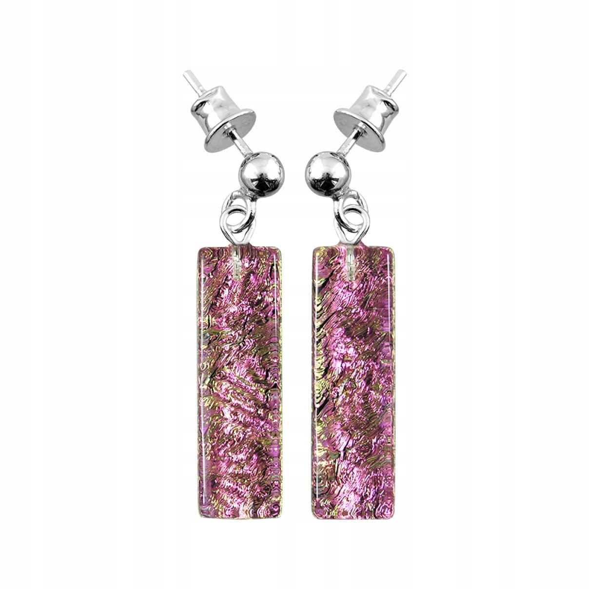 Dámské růžové Náušnice Harf, muránské sklo