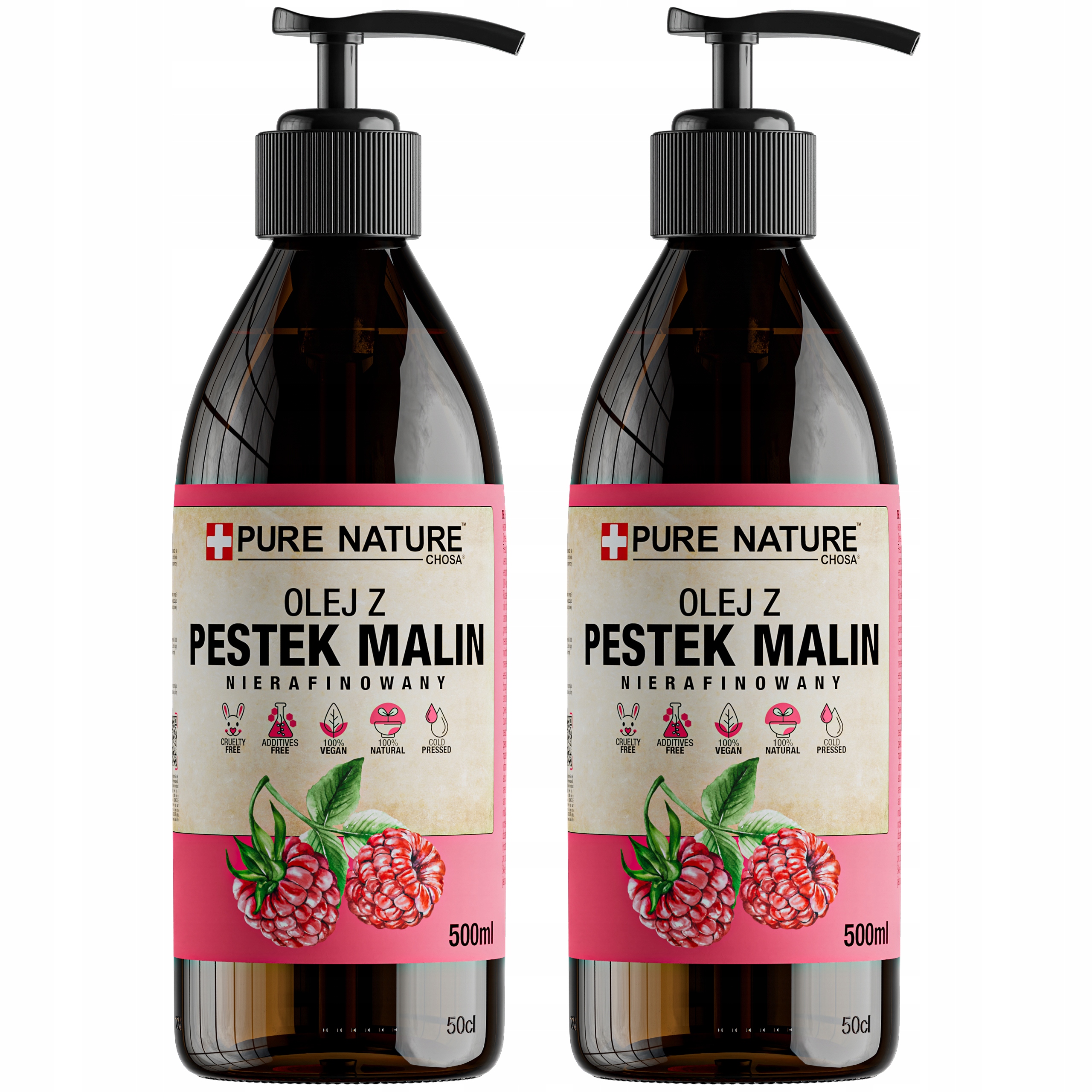 Olej Z Malinových Jader Nerafinovaný Studený Lisovaný Dávkovač (2x 500 ml) 1 l