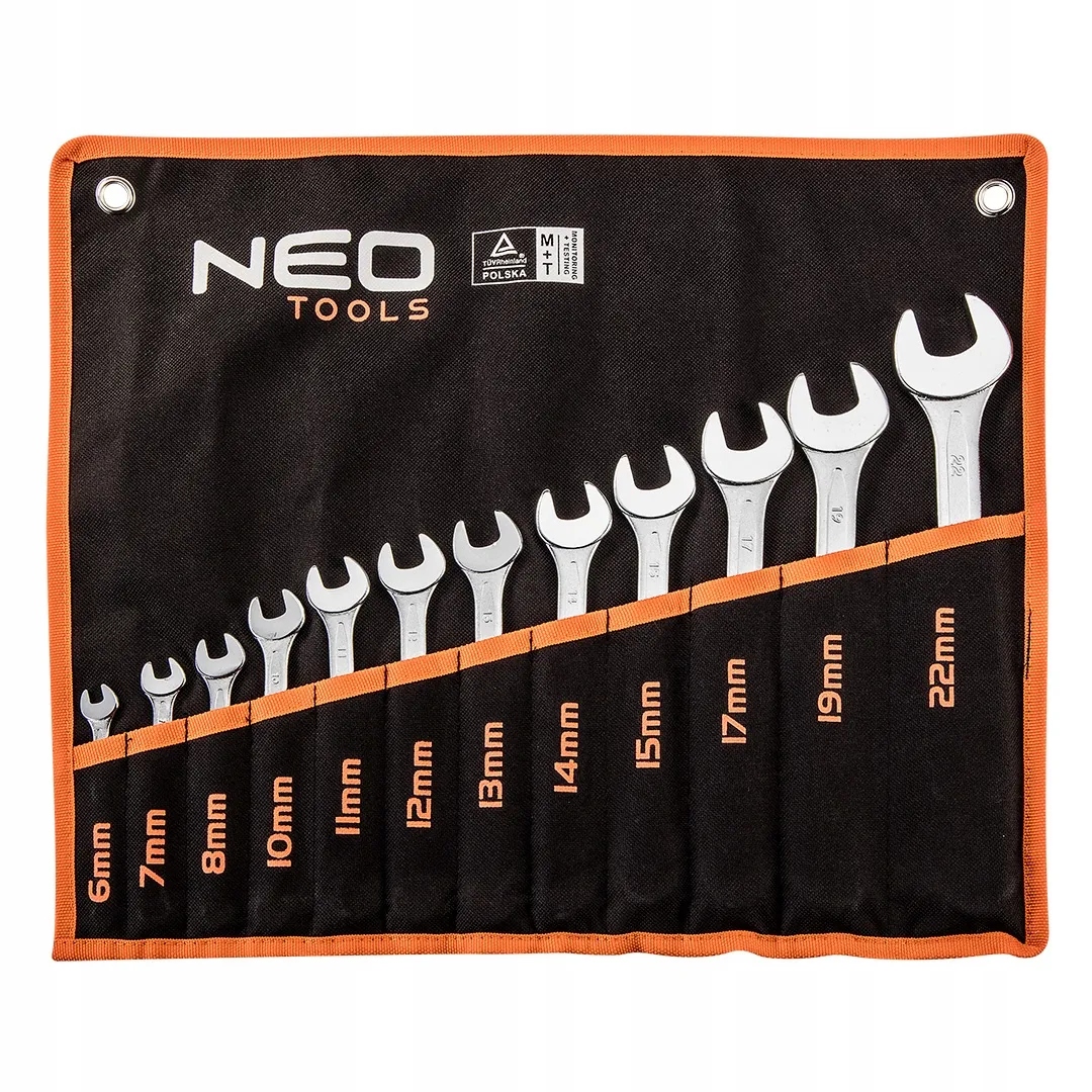 Neo Tools Klucze Płasko Oczkowe 6-22 mm, 12 szt. w Płachcie Komplet