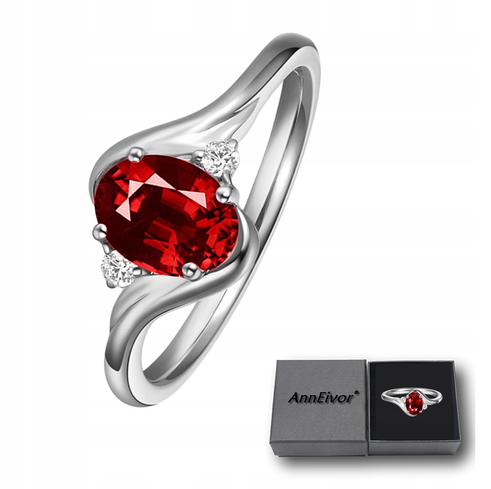 Prstýnek Stříbrný Nastavitelný Rubínový Kámen Diamantové Křišťály