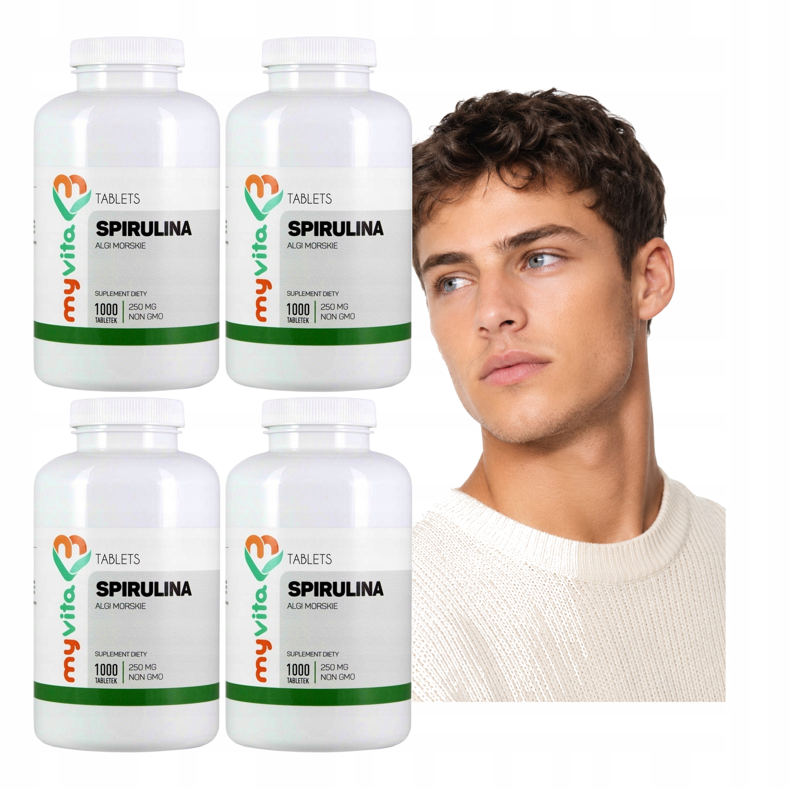 4x Spirulina Myvita Bio Tabletki 2500 mg w Porcji 400 Porcji 4000 tab.