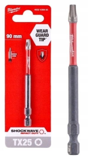 Milwaukee Bit Bity udarowy Torx TX25 TX-25 x 90mm Udar Wkretarka Zakretarka