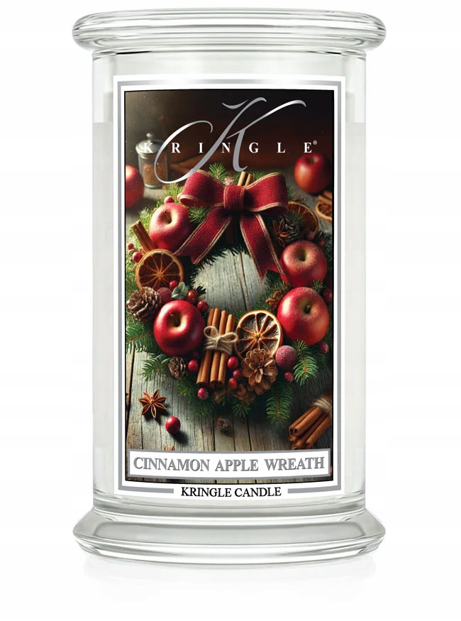 Cinnamon Apple Wreath – Kringle Candle – velká svíčka se dvěma knoty (624 g)