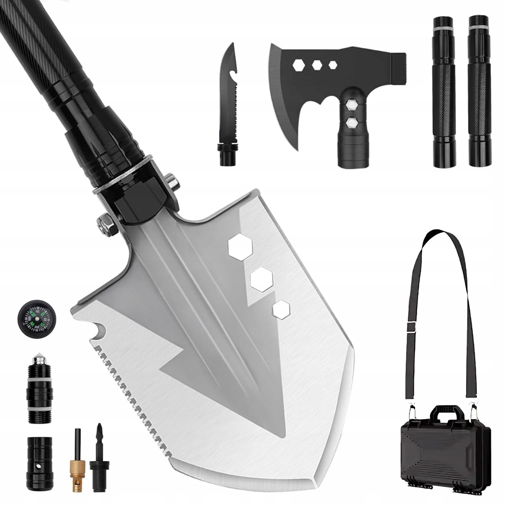Łopata Survival Camping Z Regulowaną Długością Stal 3CR1 Wielofunkcyjna