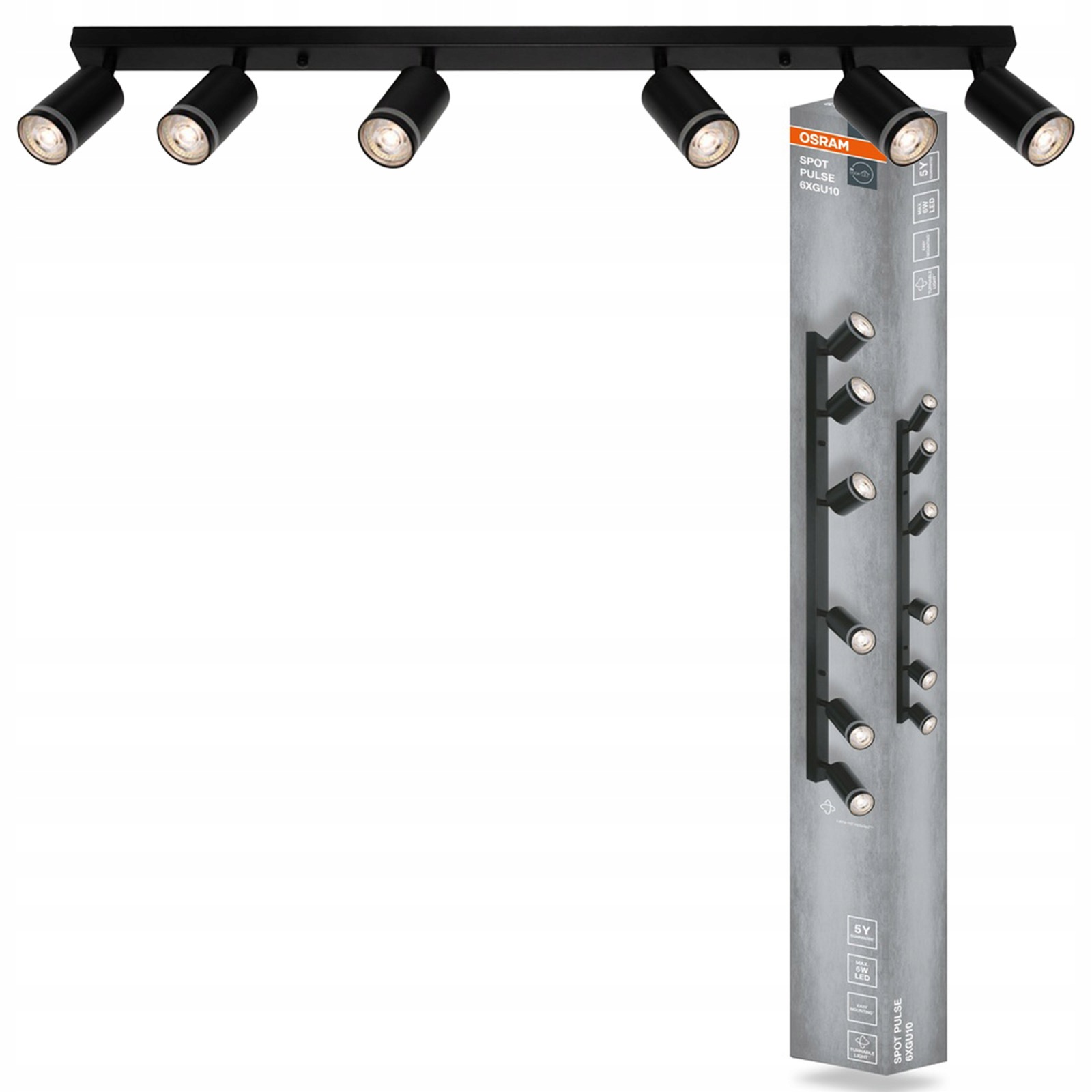 Nástenné svietidlo Stropná lampa Led reflektor Spot Čierna Pulse Osram