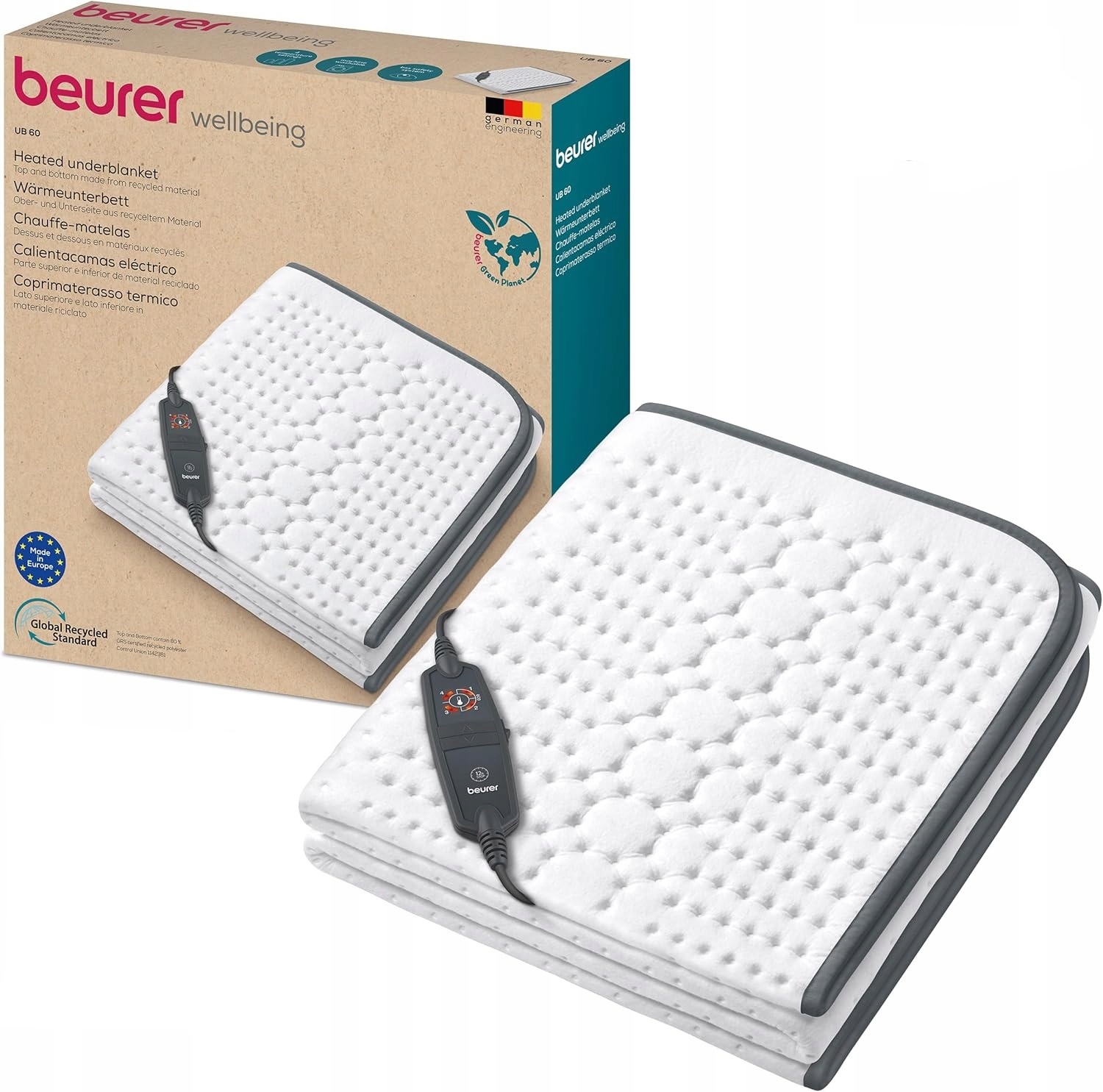 Mata grzewcza Beurer Ub 60 Green Planet 150x80 cm biała