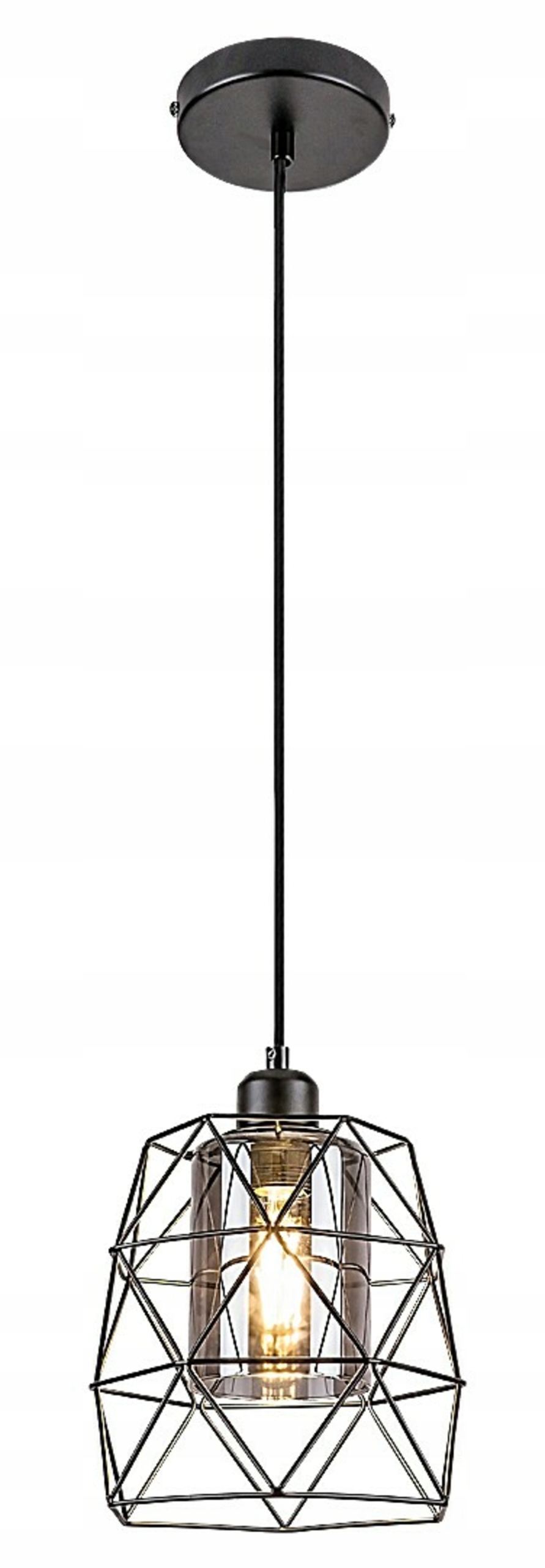 Rabalux Emrys 72111 závěsné svítidlo E27, kov/kuřové sklo, černé, 40W