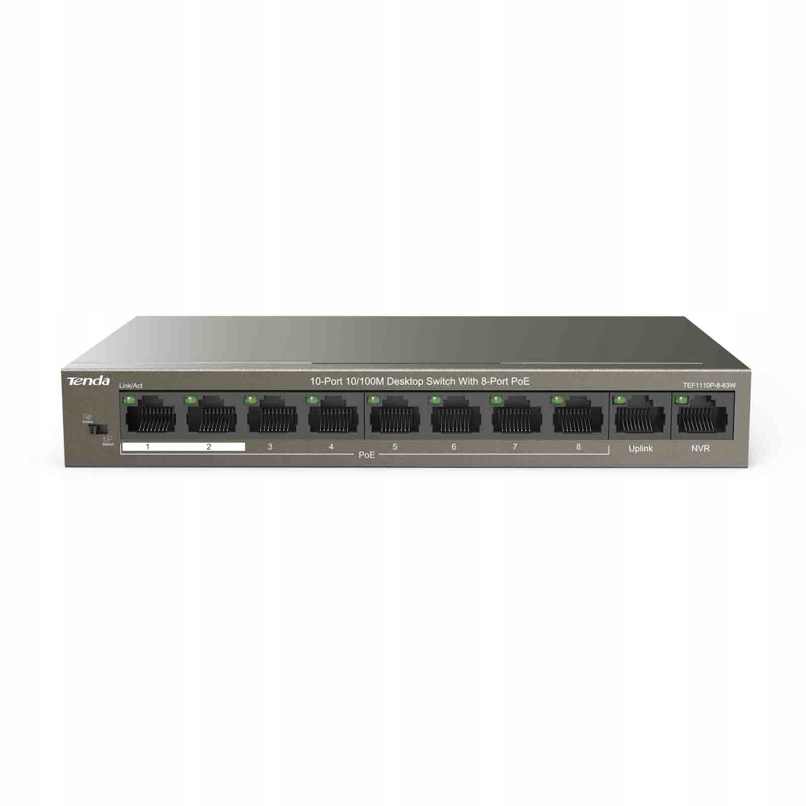 

Tenda TEF1110P-8-63W switch 8xFE PoE, 2xFE uplink