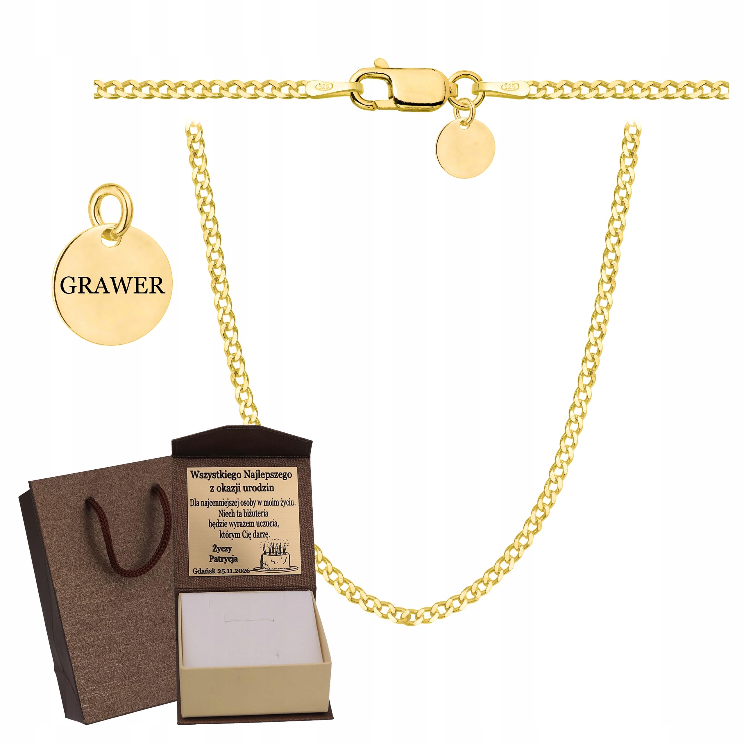 Zlatý Plný Řetízek Pánský Pancr Ryzost 925 585 Pevný Gravírování Bonus