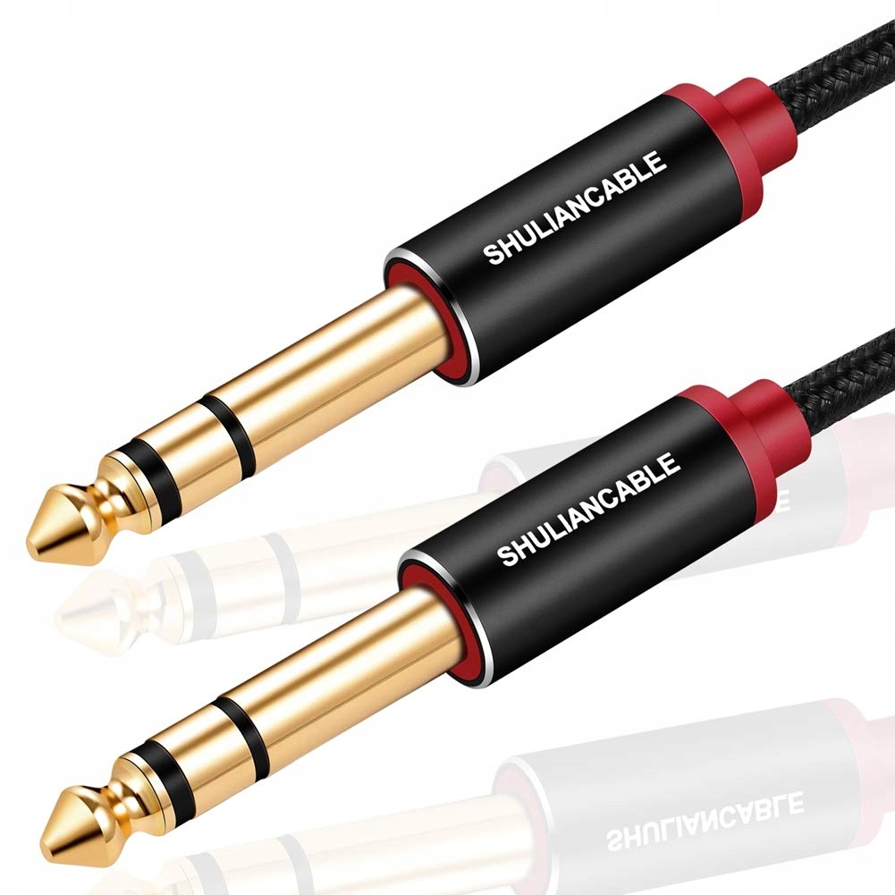 Kabel gitarowy 6,35 mm: Pozłacany kabel 6,35 mm jack 1/4" Trs 10m