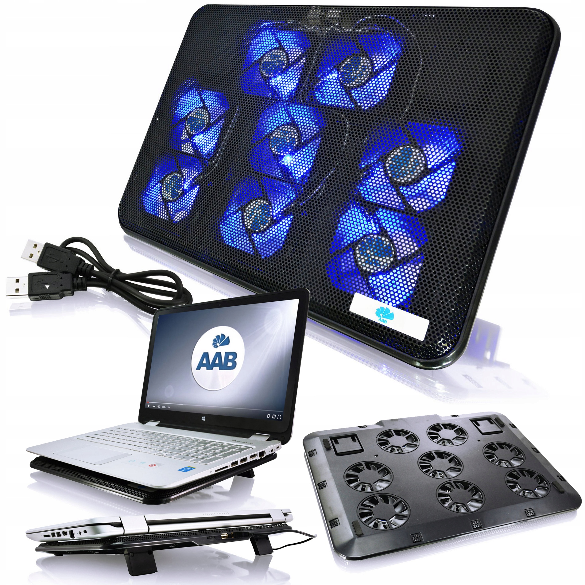 WYDAJNA PODSTAWKA CHŁODZĄCA POD LAPTOP-A PODKLADKA CHLODZACA LAPTOP 2x USB
