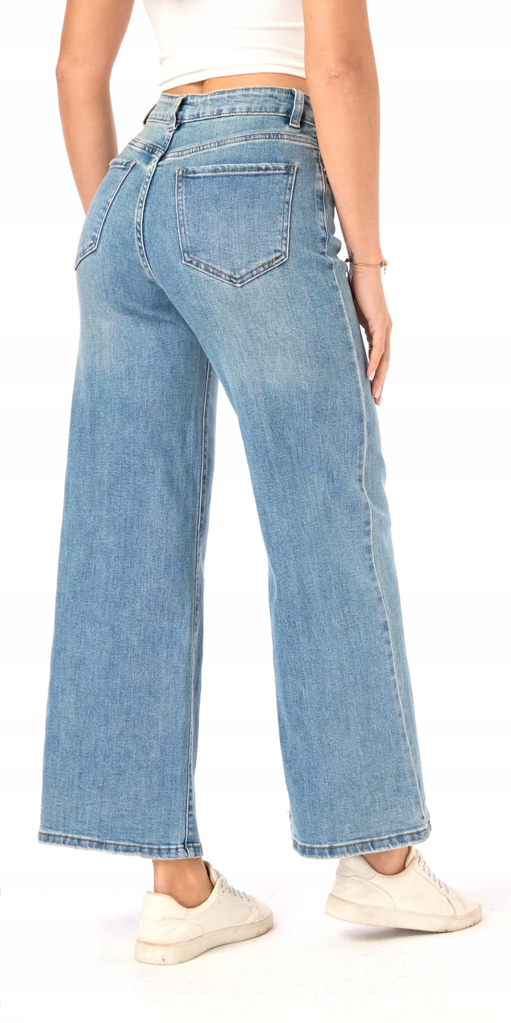 JEANSY DAMSKIE PROSTE SPODNIE SZEROKIE JASNE RETRO WIDE LEG S Rozmiar S