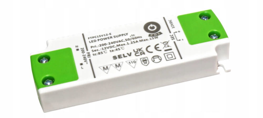 zasilacz LED 12V/1.25A CV, compact plastic case. SE-VF series, POS, FTPC15V
