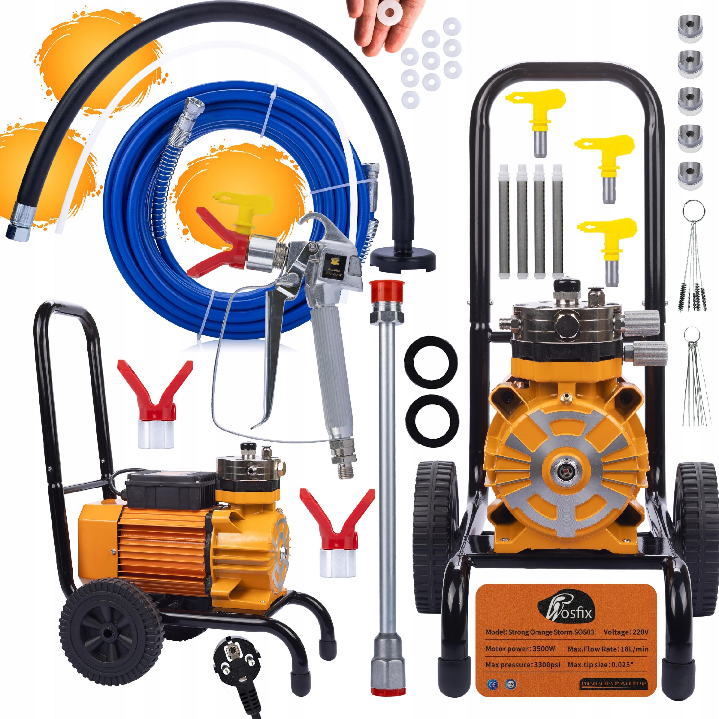 Malířský Agregát Trysky Hydrodynamické Příslušenství Rosfix 3500W 18L/MIN Hq