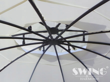 PAWILON OGRODOWY NAMIOT OKRĄGŁY OŚWIETLENIE LED 350 cm KOLOR KREMOWY Długość 3.5 m