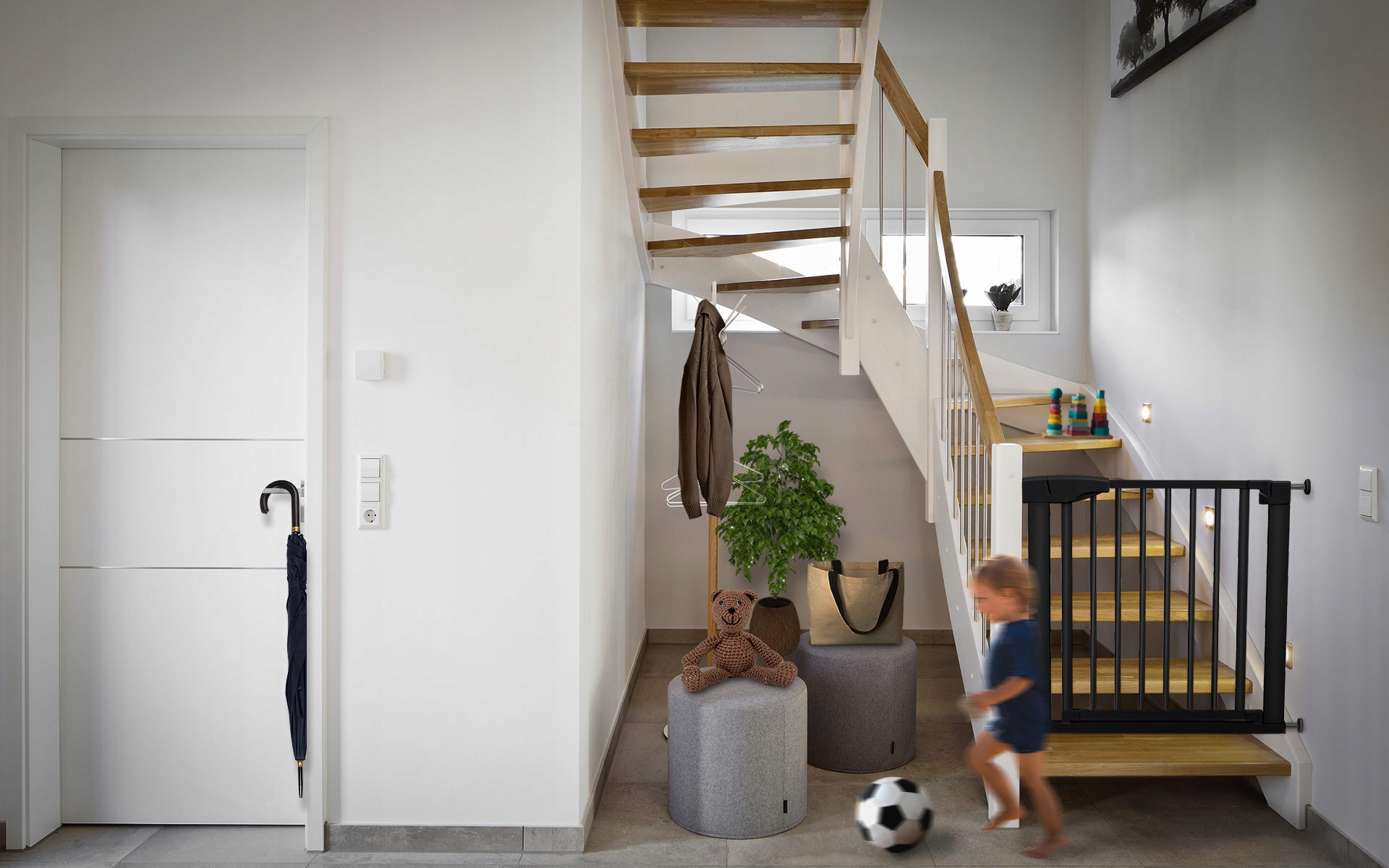 BARIERKA ROZPOROWA NA SCHODY DRZWI OCHRONA Mark Adler ROZSZERZENIA CZARNA Szerokość produktu 110 cm