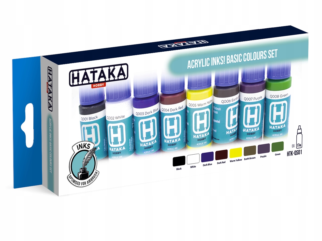 Sada akrylových inkoustů Acrylic Inks! Základní barevná sada HTK-QS01 Hataka