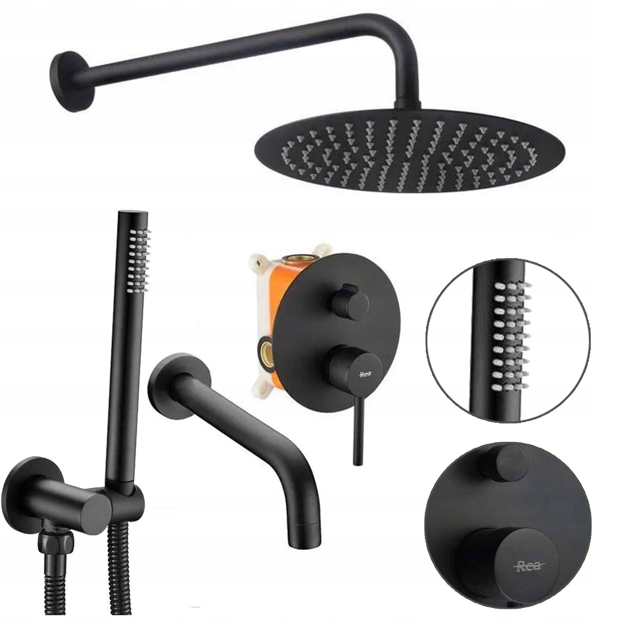 Podomítkový vaňový a sprchový set Lungo čierny Rea