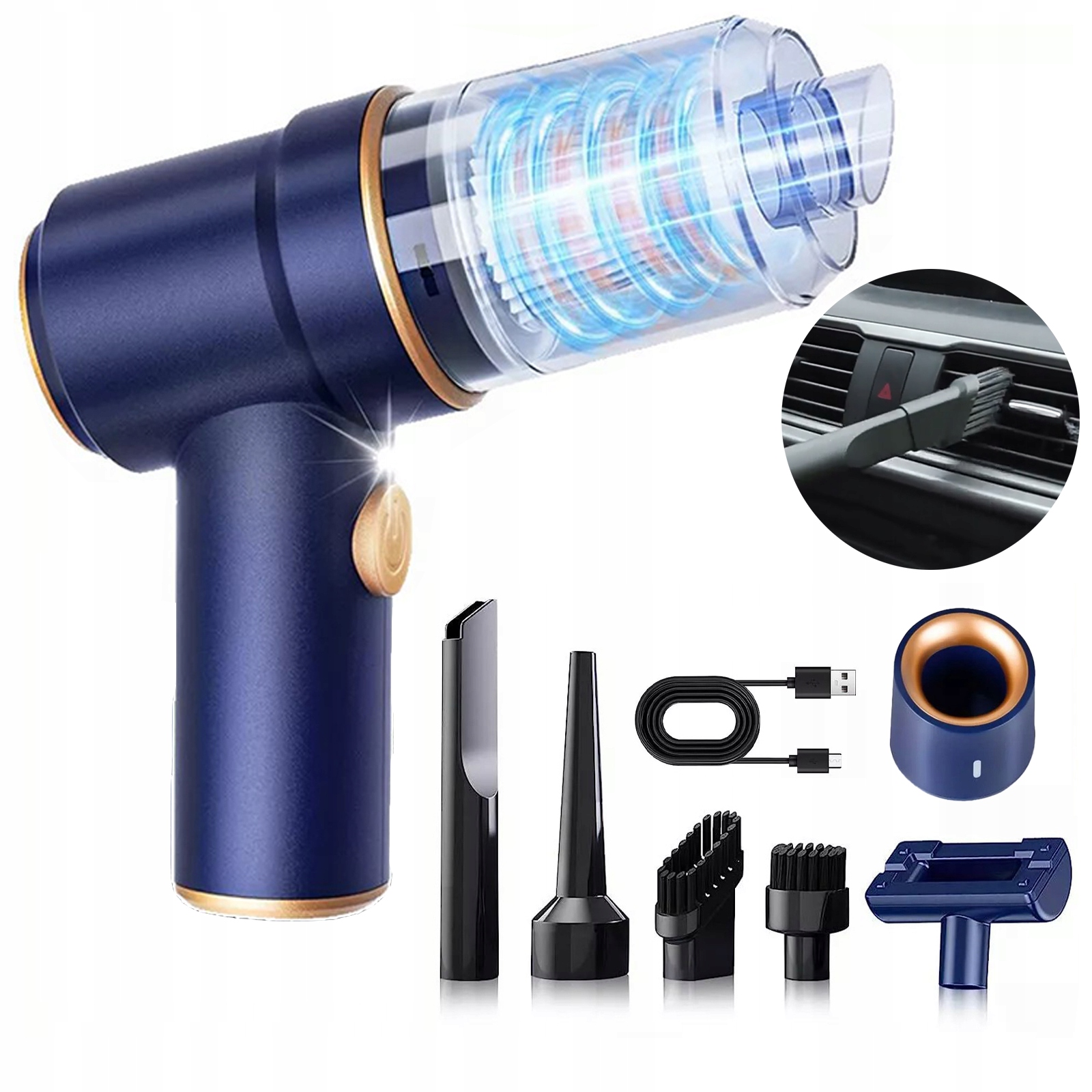 Výkonný Ruční Bezsáčkový Vysavač Lehký Nástavce