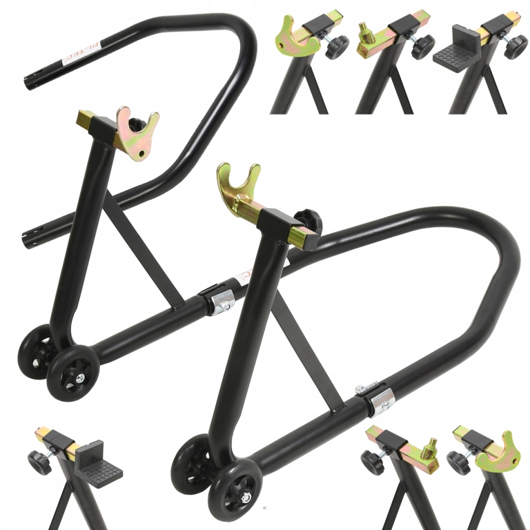 STOJAK MOTOCYKLOWY 340kg TYŁ / PRZÓD COMBO 3 KOMPLETY ADAPTERÓW Producent PI-TEC