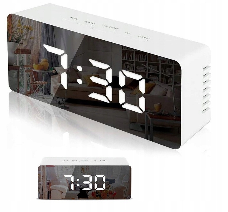 ЧАСЫ LED ЭЛЕКТРОННЫЕ ЗЕРКАЛО БУДИЛЬНИК ТЕРМОМЕТР