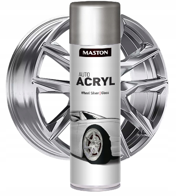 Lakier akrylowy srebrny połysk do felg metalu plastiku Maston AutoACRYL