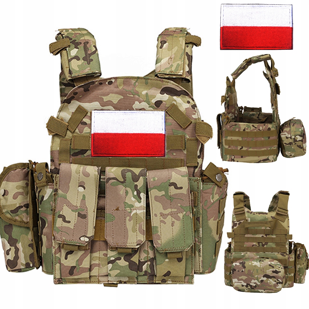 MILITARY TACTICAL VEST PROTECTION Polish FLAG