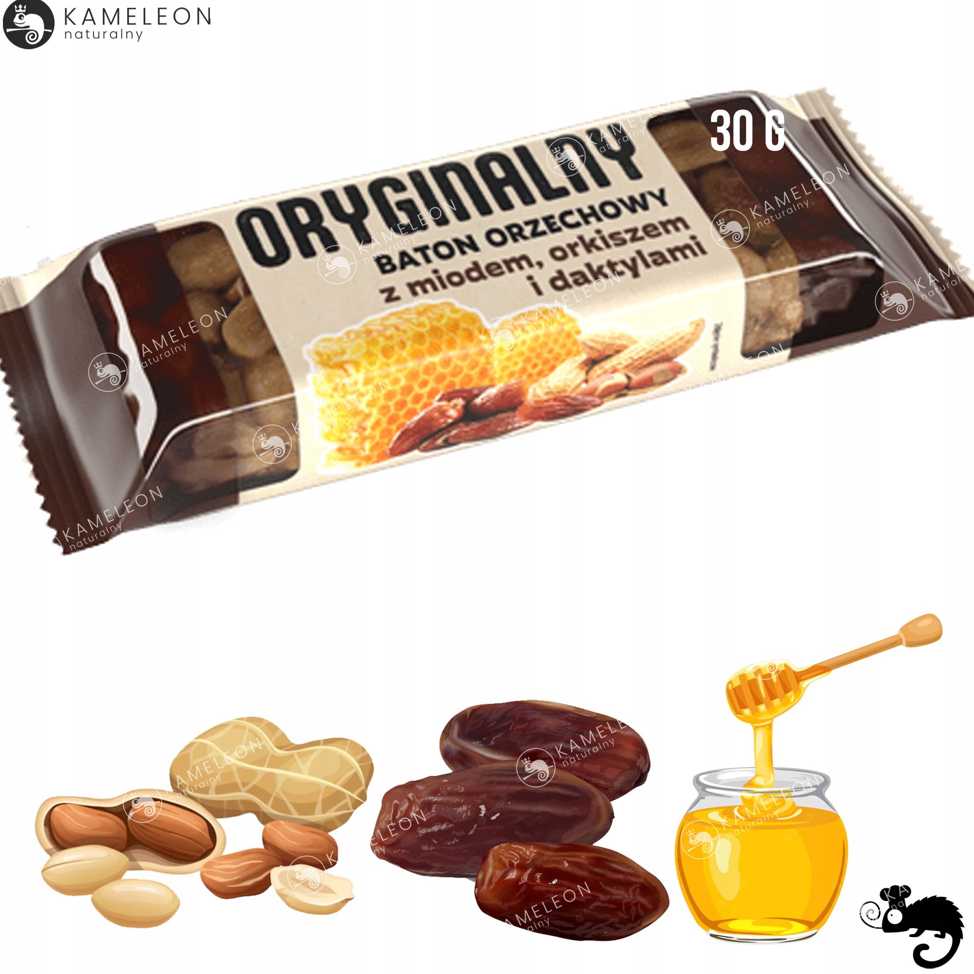 ORYGINALNY BATON ORZECHOWY z MIODEM ORKISZEM I DAKTYLAMI 30g x10 300g 0,3KG EAN (GTIN) 5903175642134