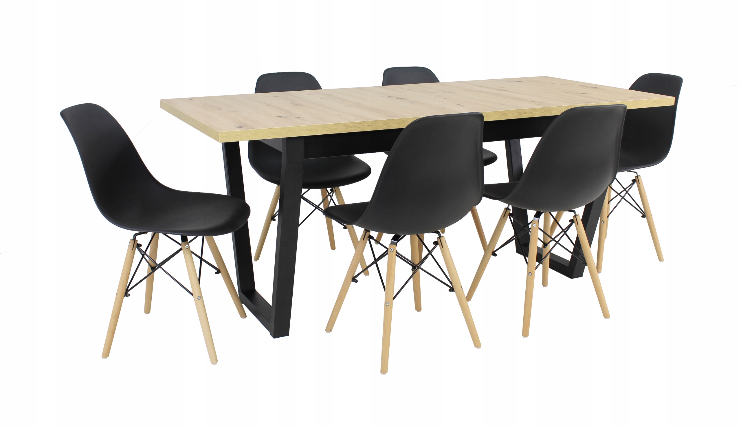 Stół rozkładany DĄB ARTISAN 80x140/180 + 6 krzeseł