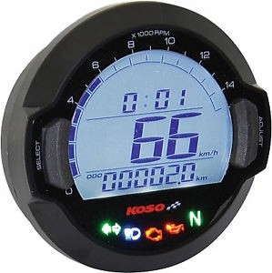Koso Počítadlo Motocyklov Univerzálne DL-03SR Podsvietenie Biela Farba Čierna