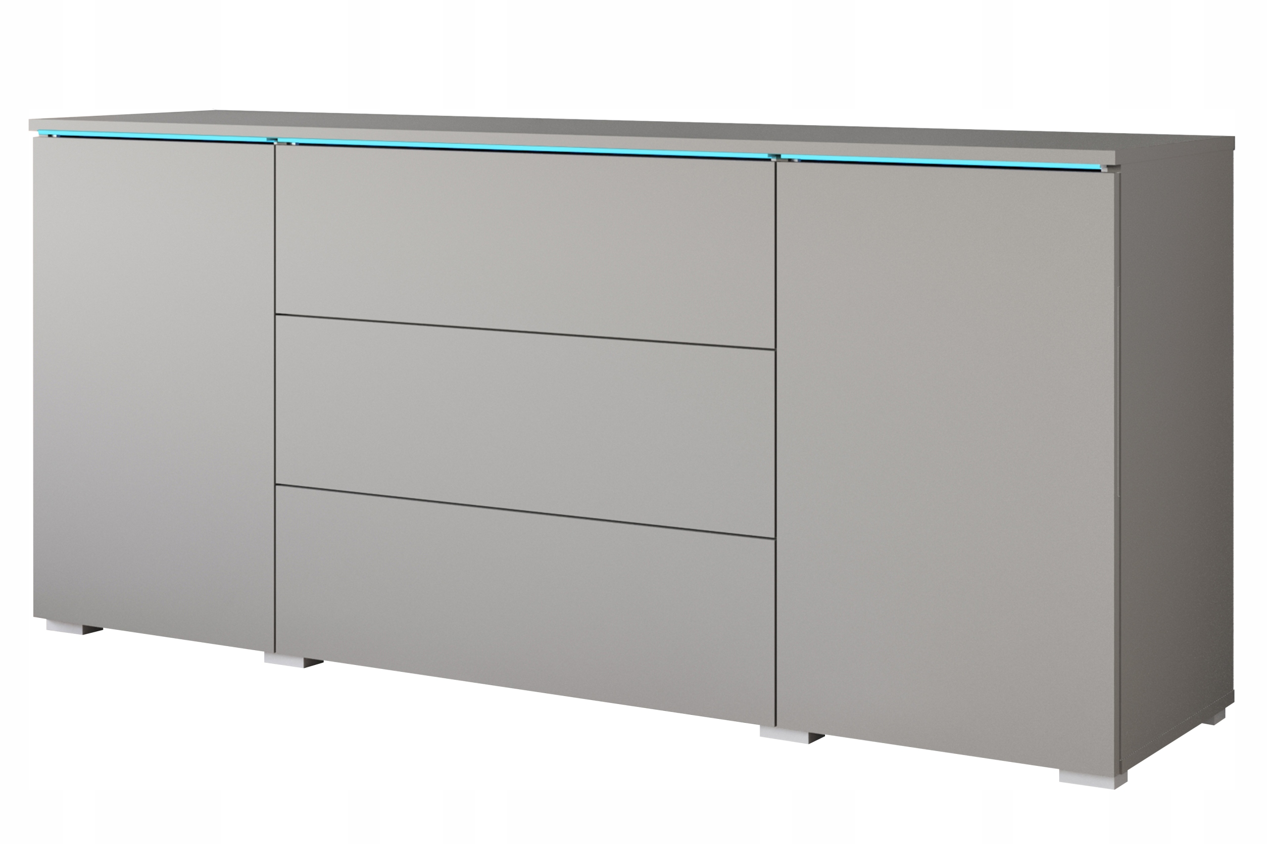 Komoda Vera 150 cm Šedá Pallad 2 dvířka 3 zásuvky Led 4 body Clips