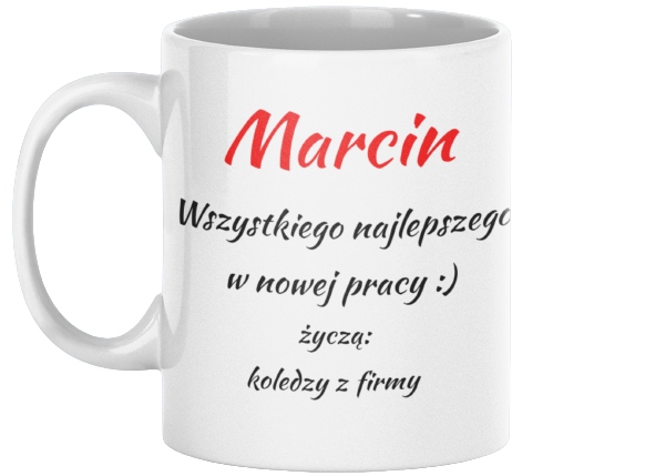 KUBEK PERSONALIZOWANY PREZENT ODEJŚCIE Z PRACY Pojemność 330 ml