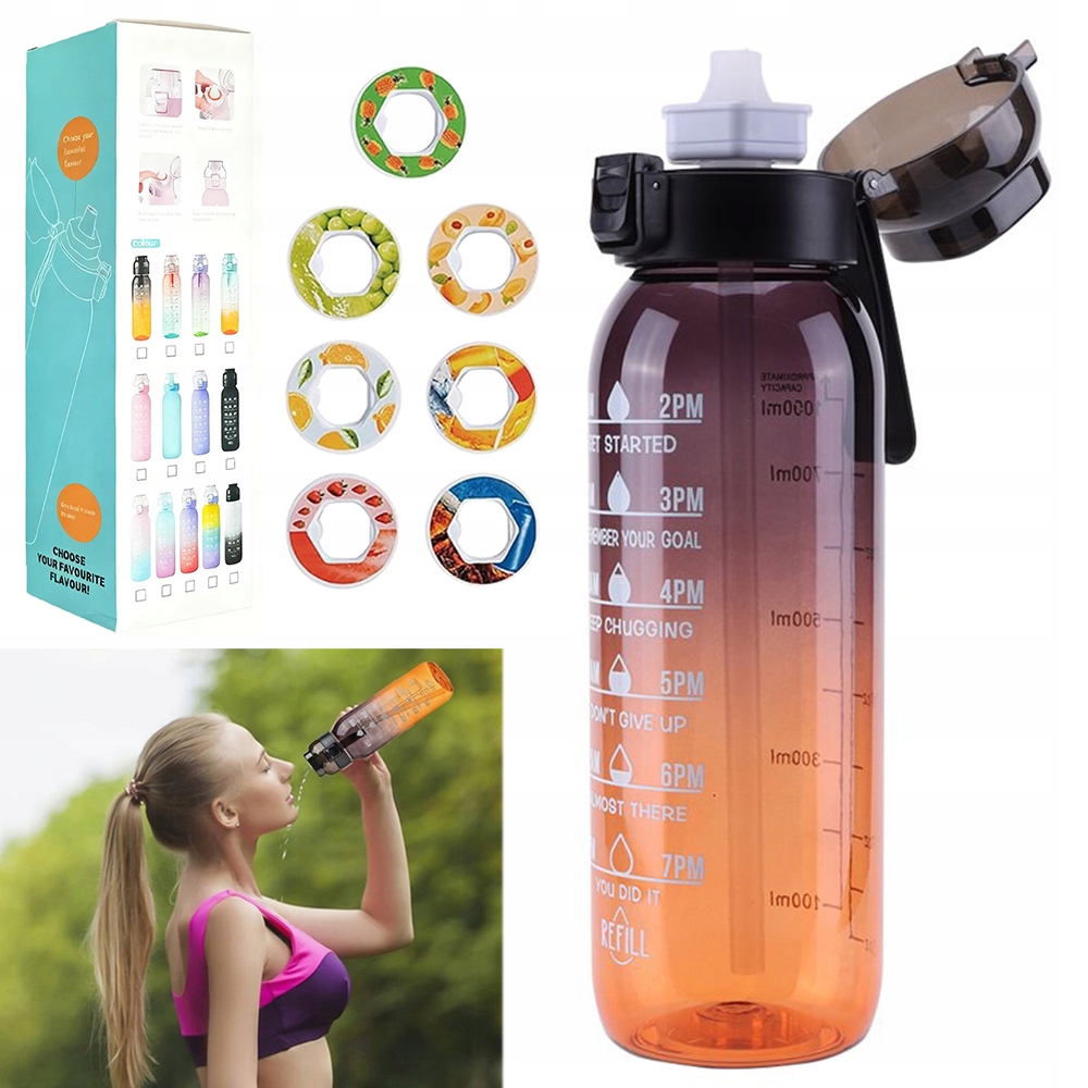 Butelka Smakowa Bidon Na Wodę Z 7 PODami Zestaw 1L zero cukru i kalorii