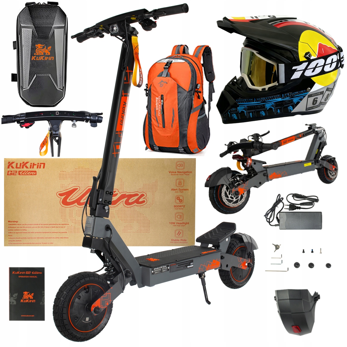 Kukirin G2 Ultra elektrické vozidlo 2000W 55km/h 55KM 48V18Ah 10" dárky