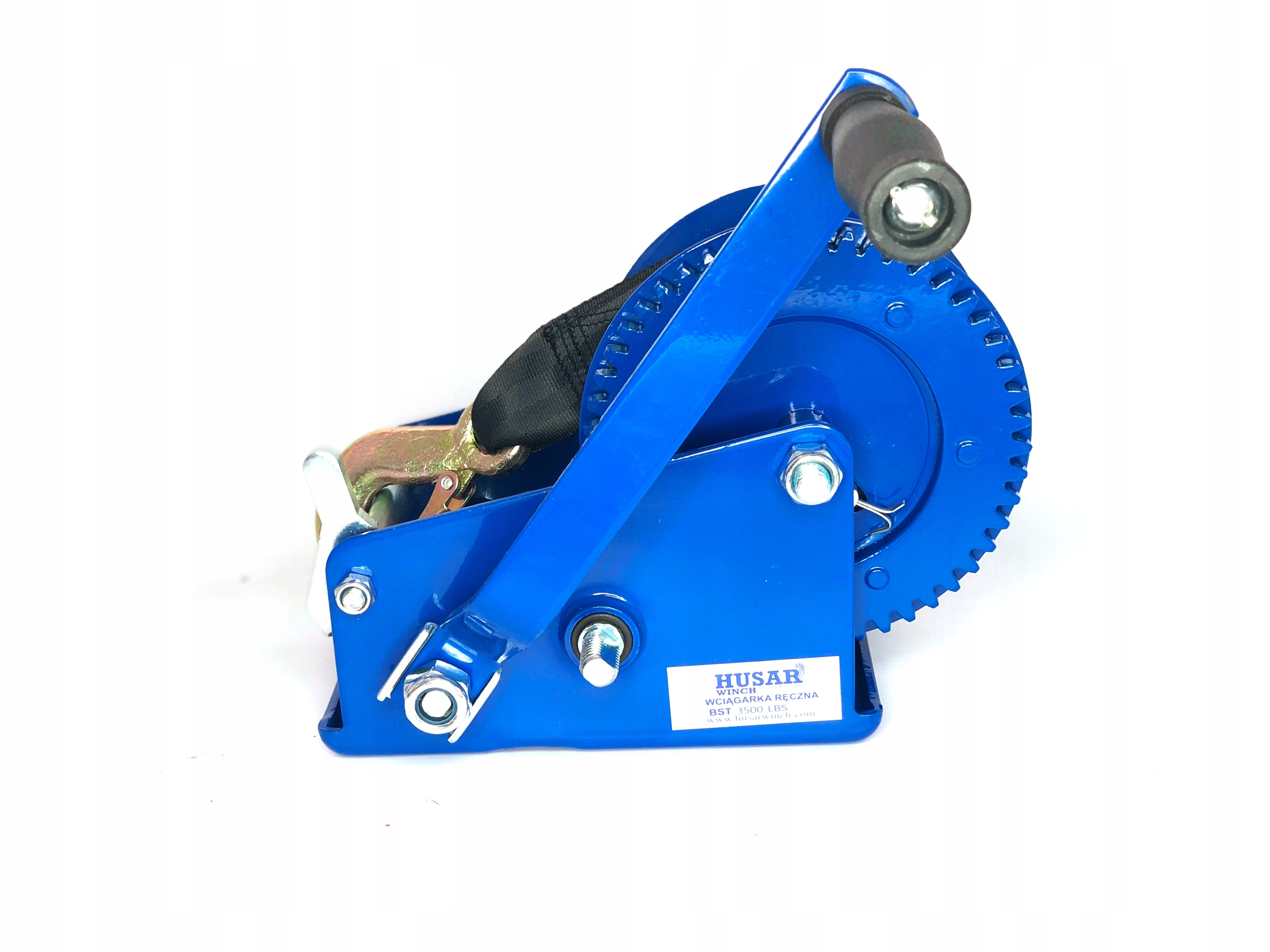 WYCIĄGARKA RĘCZNA PASOWA WCIĄGARKA KORBOWA 2500 HUSAR WINCH 1134 kg LAWETA Kod producenta HR-BSTR2500pas