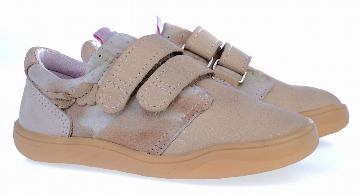 Półbuty Mazurek Barefoot 1361 Złoty Brokat Puder MIX na rzepy 20