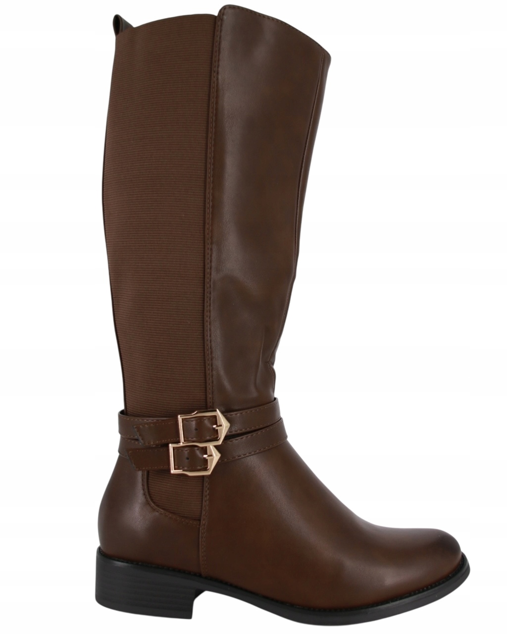 Kozačky Kozačky Eko Kůže Dámské Boty Hnědé Velké Jarní Velikosti 42