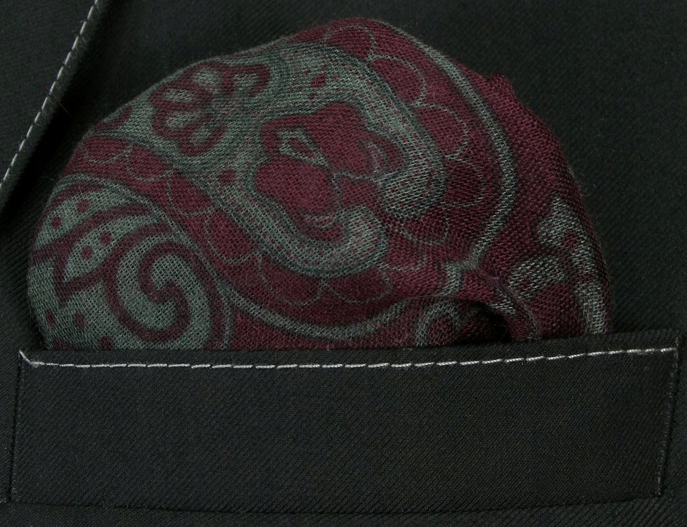 Bordowo-Szara Poszetka Męska Chattier Materiał dominujący poliester