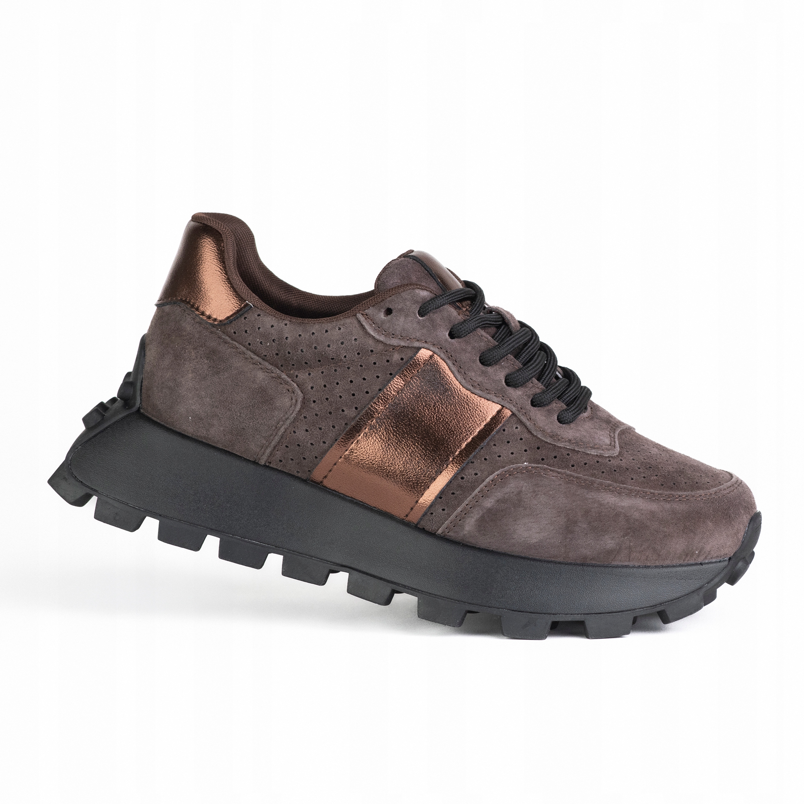 Sportovní dámské tenisky Goodin GD-XF-241 kůže ažurová coffe gold 38