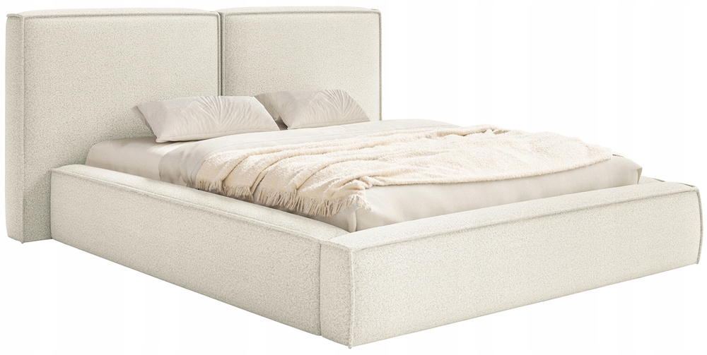 Čalouněná postel 200 x 200 cm Tilves s úložným prostorem krémová boucle