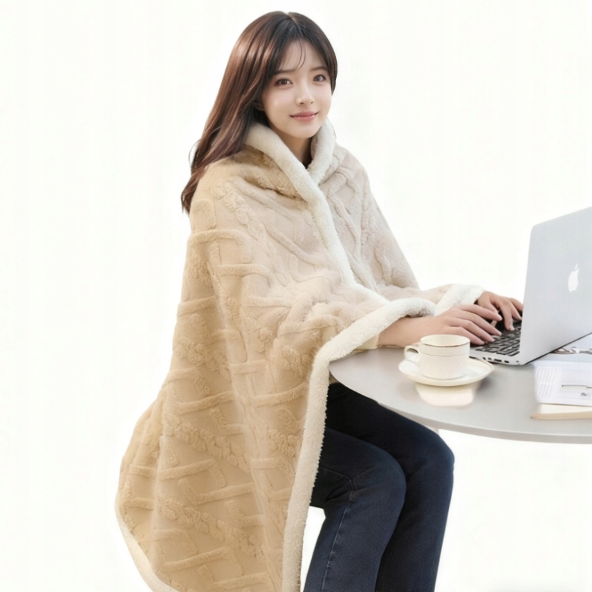 Jemná světle hnědá bavlněná deka s potiskem