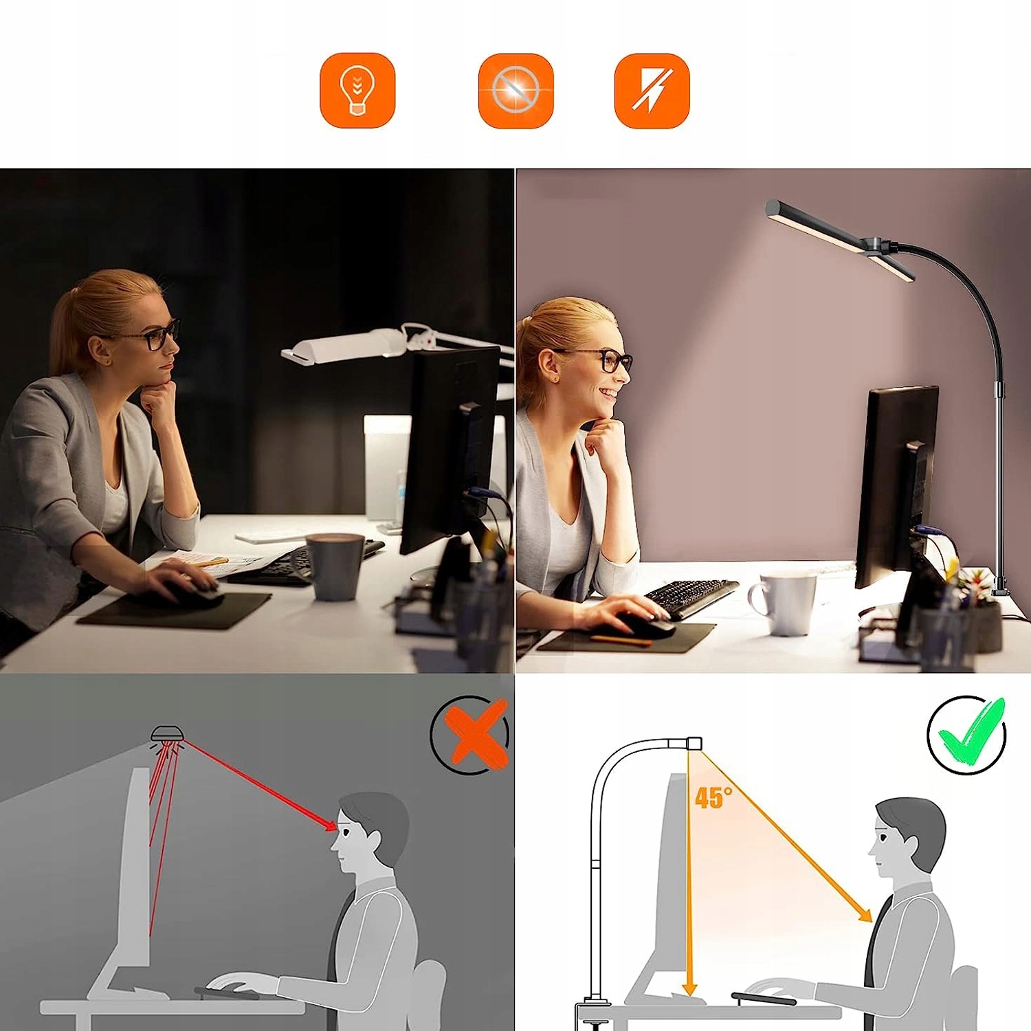 LAMPKA NA MONITOR DO KOMPUTERA NOCNA REGULOWANA LAMPA BIURKOWA EAN (GTIN) 886545158921