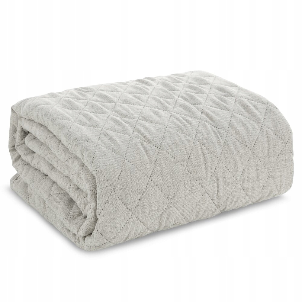 Dekorativní přehoz Len 220x240 béžový prošívaná s geometrickým vzorem